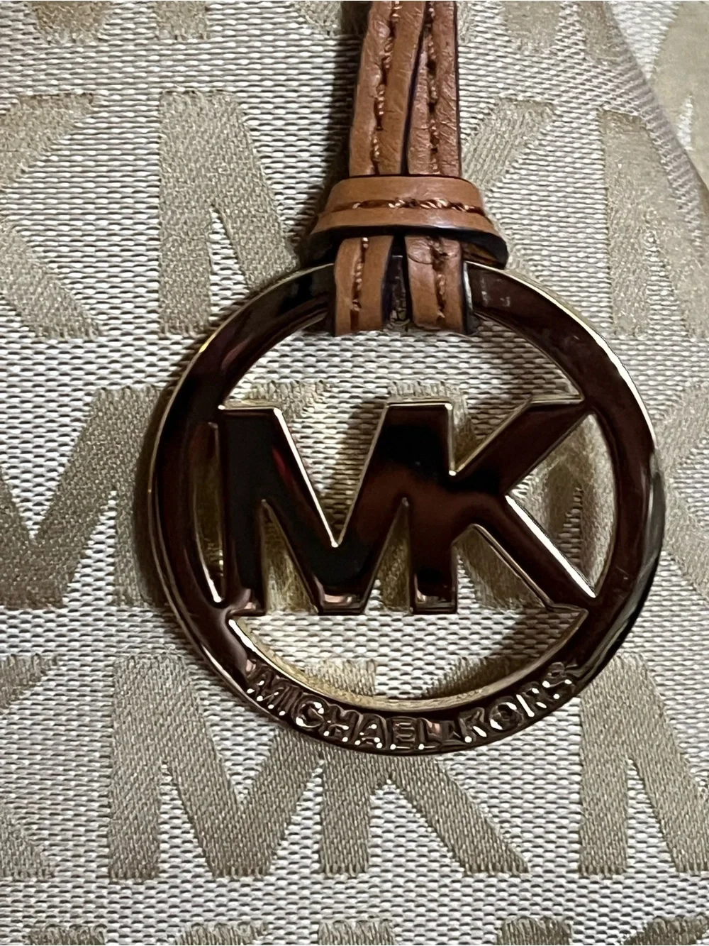 Michael Kors Tan & Cream Logo Drawstring Tote